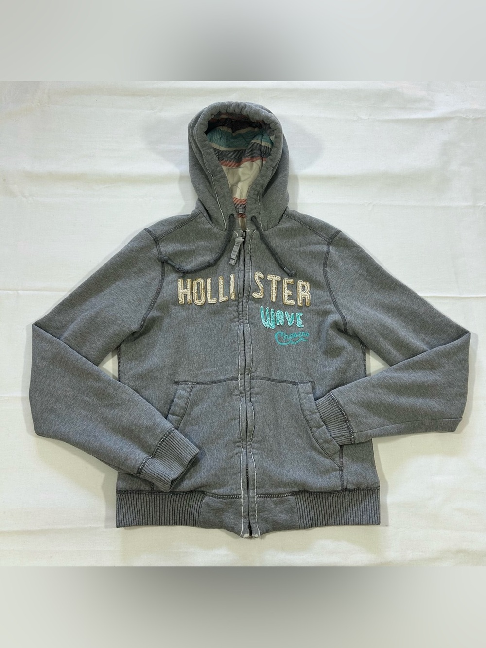 Vtg Y2K Hollister Surfer Full Zip Hoodie Womens XL Shaws Cove Lined Heavyweight